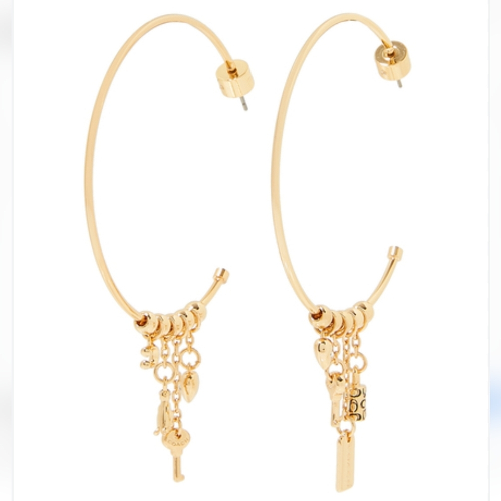 ⚘️Coach Iconic Mix Charms 2" Hoop Earrings - Picture 3 of 13